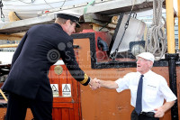Portwey 90 yr old Steam Tug takes Royal Navy Salute 4